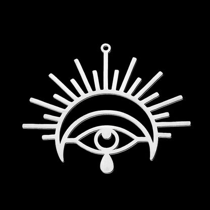 5pcs/Lot 316 Stainless Steel Eye of Evil Angel Sun Charm Pendant for Necklaces Wholesale Witch face Charms for DIY Jewelry Make