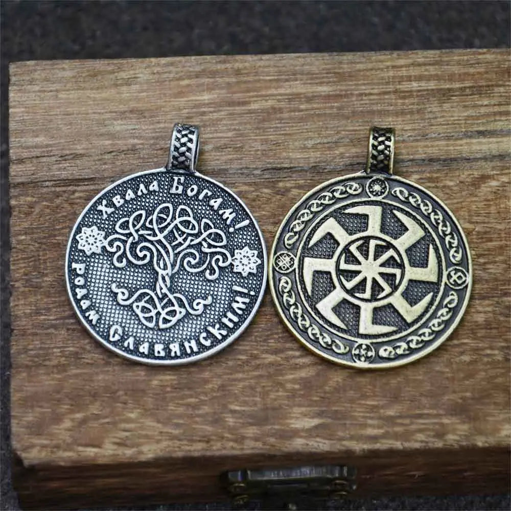 Retro Slavic Kolovrat Pendant World Tree Of Life Yggdrasi Amulet Talisman Jewelry Necklace