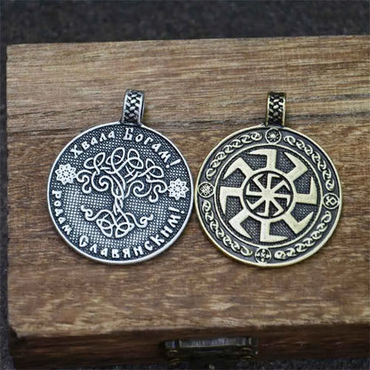 Retro Slavic Kolovrat Pendant World Tree Of Life Yggdrasi Amulet Talisman Jewelry Necklace