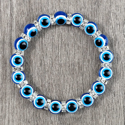 New Turkish Evil Eye Beads Bracelet for Women Men Hand Chain Crystal Spacer Healing Couple Bangle Chain Pulsera Jewelry for Gift