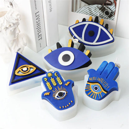 Greek Blue Evil Eye Candle Silicone Molds Spooky Creepy Unique Eyeball Plaster Resin Mould For Home Candle Making Evil eye mold