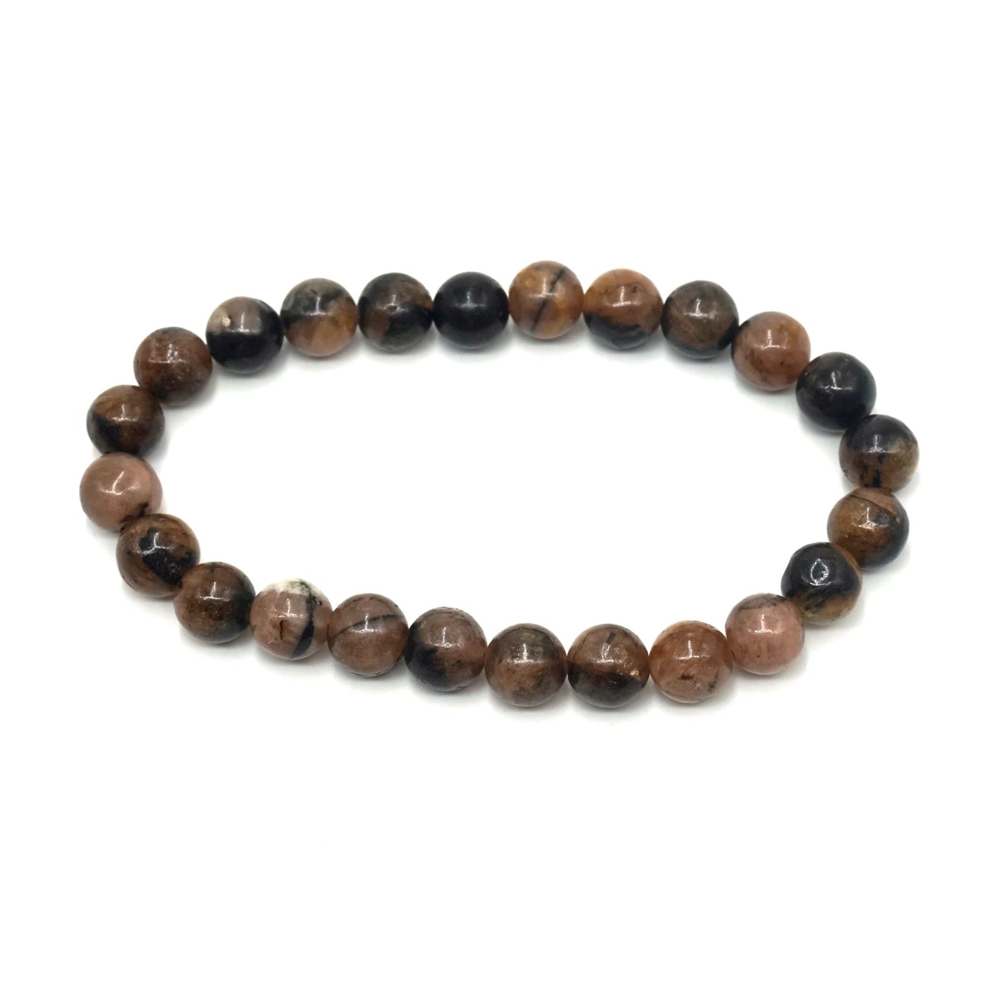 Natural Gemstone Chiastolite 8mm Beads 7.5 Inch Bracelet Andalusite Round Beads Bracelet