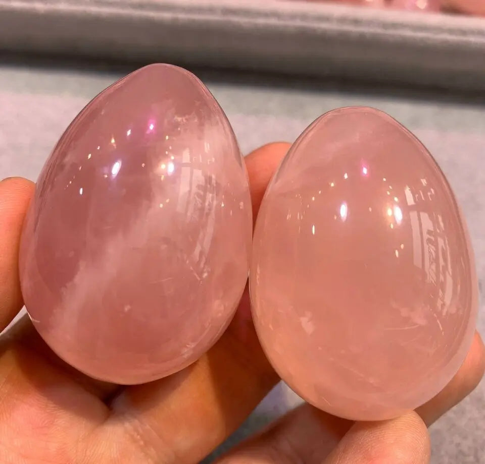 Natural pink rose quartz egg shaped magic crystal repair sphere gem