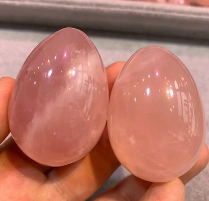 Natural pink rose quartz egg shaped magic crystal repair sphere gem
