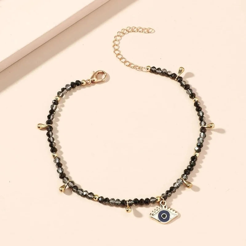 2024 Black White Red Mixex Color Beaded Anklets For Women Summer Holidays Beach Foot Jewelry Evil Eye Ankle Bracelet On the Leg