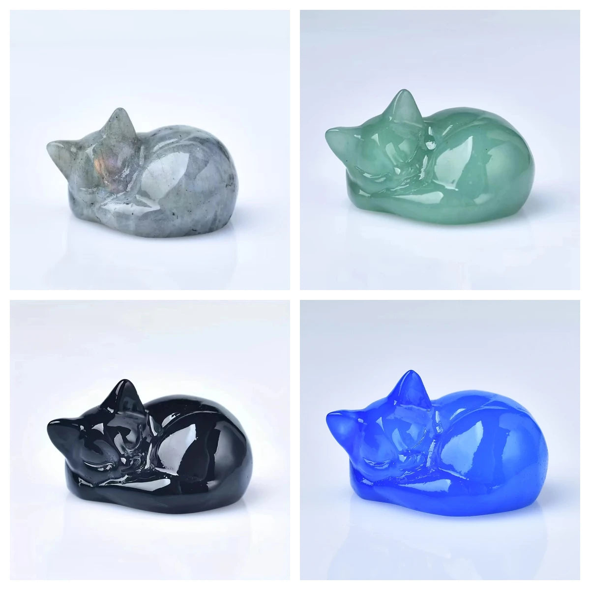 1pc Natural crystal sleeping cat statue. Made of Cupid Crystal. The meditation stone. Small gifts for home decor