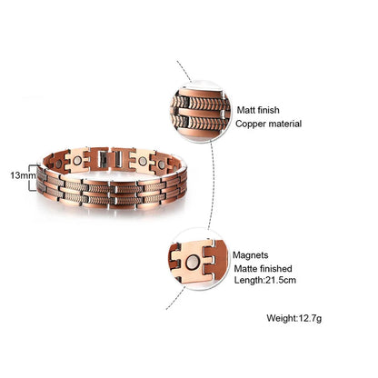 Elegant Pure Copper Therapy Bracelets Mens Pain Relief For Arthritis And Carpal Tunnel Adjustable Bangle Bileklik Erkek