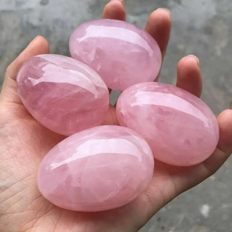 Natural pink rose quartz egg shaped magic crystal repair sphere gem