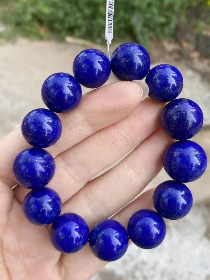 Natural Blue Lapis Lazuli Stone Beads Bracelet 16-18mm Women Men Stretch Round Crystal Bracelet Fashion Jewelry AAAAAA