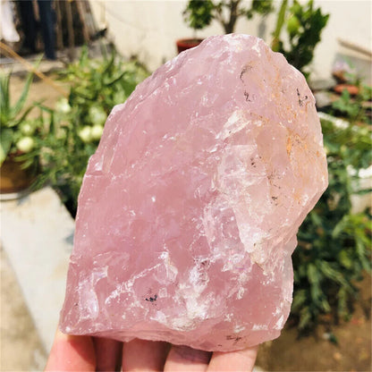 Magical Natural Pink Rose Quartz Crystal Rough Raw Stone Mineral Specimen Restoration Gem Home Office Degaussing Decoration