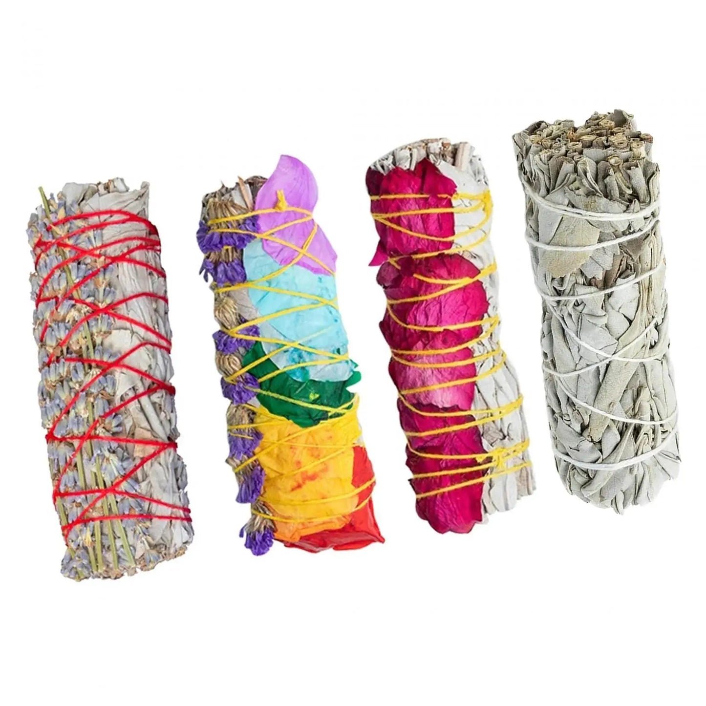 SAGE Smudge Bundles White SAGE Fragrant with Flowers 3.5 inch Easy to Use SAGE Bundles for Yoga Meditation Home Cleansing