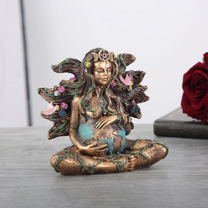 Mother Earth Statue Sculpture Gaia Goddess with Butterfly Resin Figurine Decoration Modern Crafts Home Office Tabletop Decor