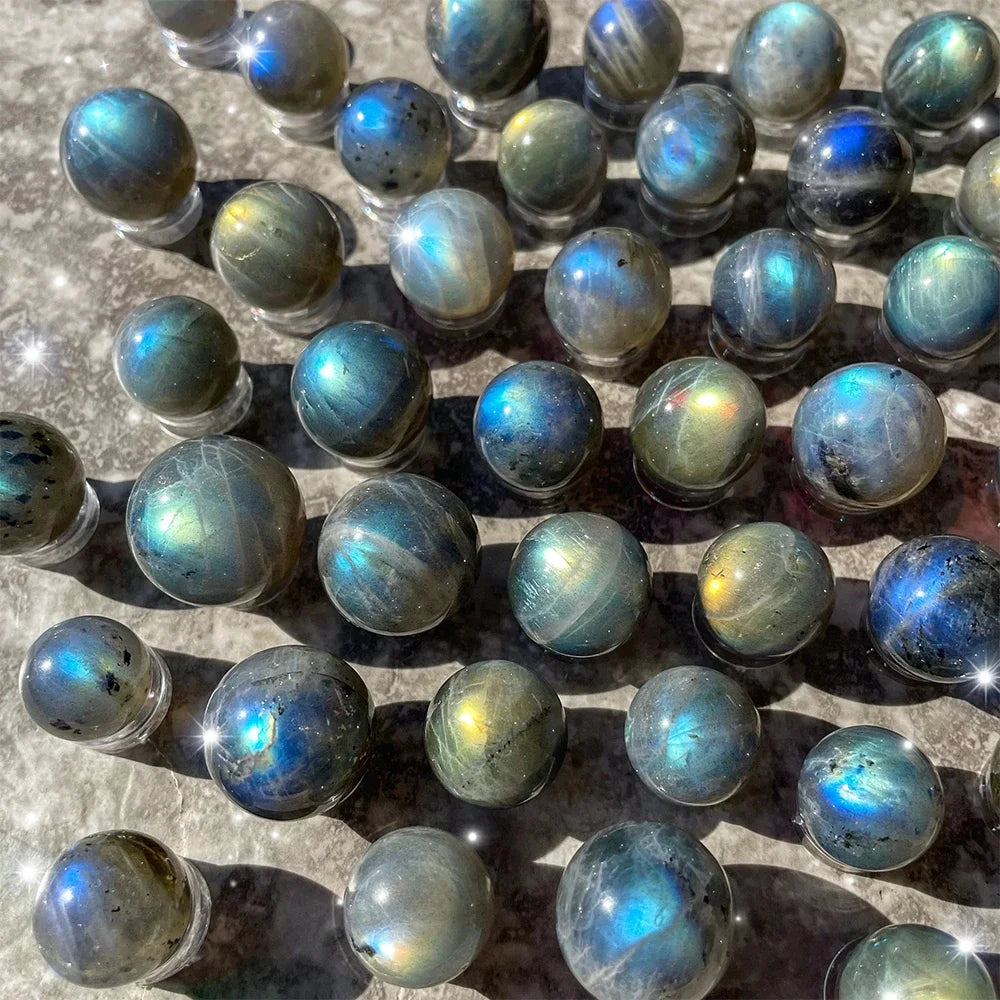 Mineraali Shine Natural Mini Labradorite Ball Spheres Gems Crystal Reiki Collection for Home Healing Spiritual Genuine Moonstone
