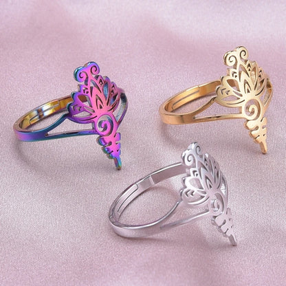 1/3Pcs Stainless Steel Witch Knot Evil Eye Fatima Hand Star Amulet Open Rings Angel Wing Sacred Flower Metatron Anillos Jewelry