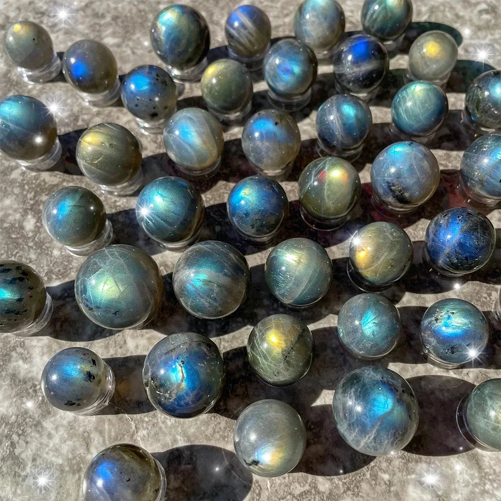 Mineraali Shine Natural Mini Labradorite Ball Spheres Gems Crystal Reiki Collection for Home Healing Spiritual Genuine Moonstone