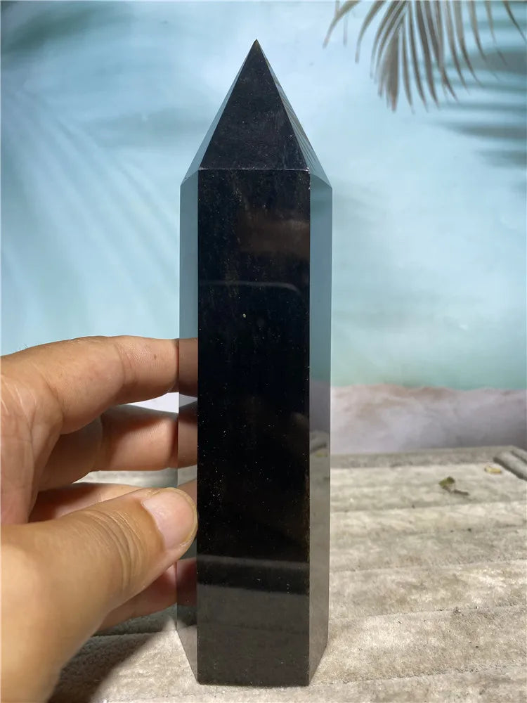 Natural Stone Obsidian Wand Sphere Crystal Ball Healing Room Decoration Holiday Gifts Meditation Reiki Witchcraft Gemstone Tower
