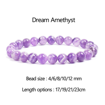 4-12 MM Natural Lace Amethysts Bracelet Purple Crystal Dream Amethyst Reiki Gem Stone Round Beads Bracelets Jewelry Couple Gifts