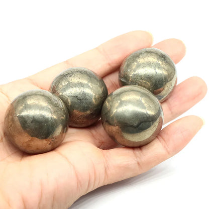 30mm Iron Pyrite Ball Natural Stone Carved Reiki Healing Crystal Energy Sphere Feng Shui Gem Crafts Home Room Decoration Gifts