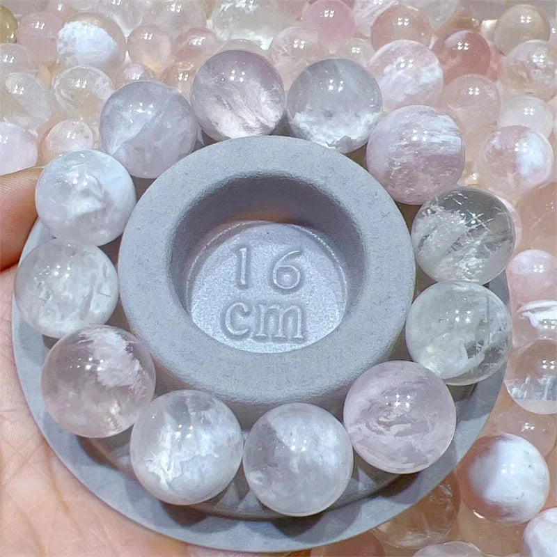 3PCS Natural Snowflake Ghost Quartz Sphere Pendant Healing Mineral Specime Gemstones Gem Raw Aquarium Decoration Gift 17-18MM