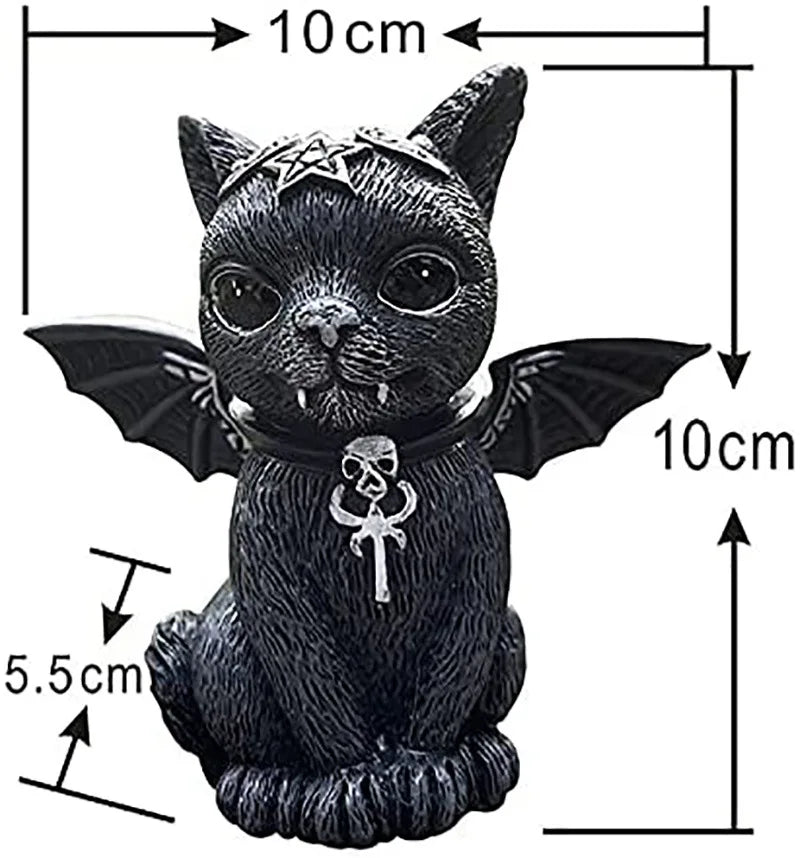 Garden Witch Cat Sculpture Gothic Kitten Decoration Halloween Magic Cat Statue Resin Craft Ornament Home Outdoor Courtyard Decor