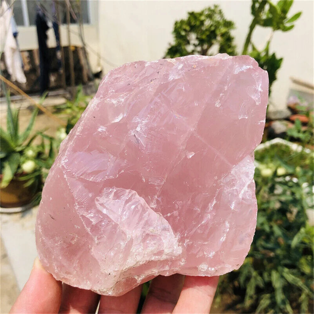 Magical Natural Pink Rose Quartz Crystal Rough Raw Stone Mineral Specimen Restoration Gem Home Office Degaussing Decoration