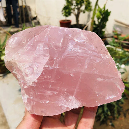 Magical Natural Pink Rose Quartz Crystal Rough Raw Stone Mineral Specimen Restoration Gem Home Office Degaussing Decoration