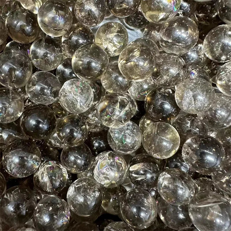 Smoky Crystal Small Sphere Natural Stone Quartz Gemstone Polished Gem Ball Healing Reiki Decoration