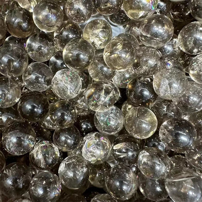 Smoky Crystal Small Sphere Natural Stone Quartz Gemstone Polished Gem Ball Healing Reiki Decoration