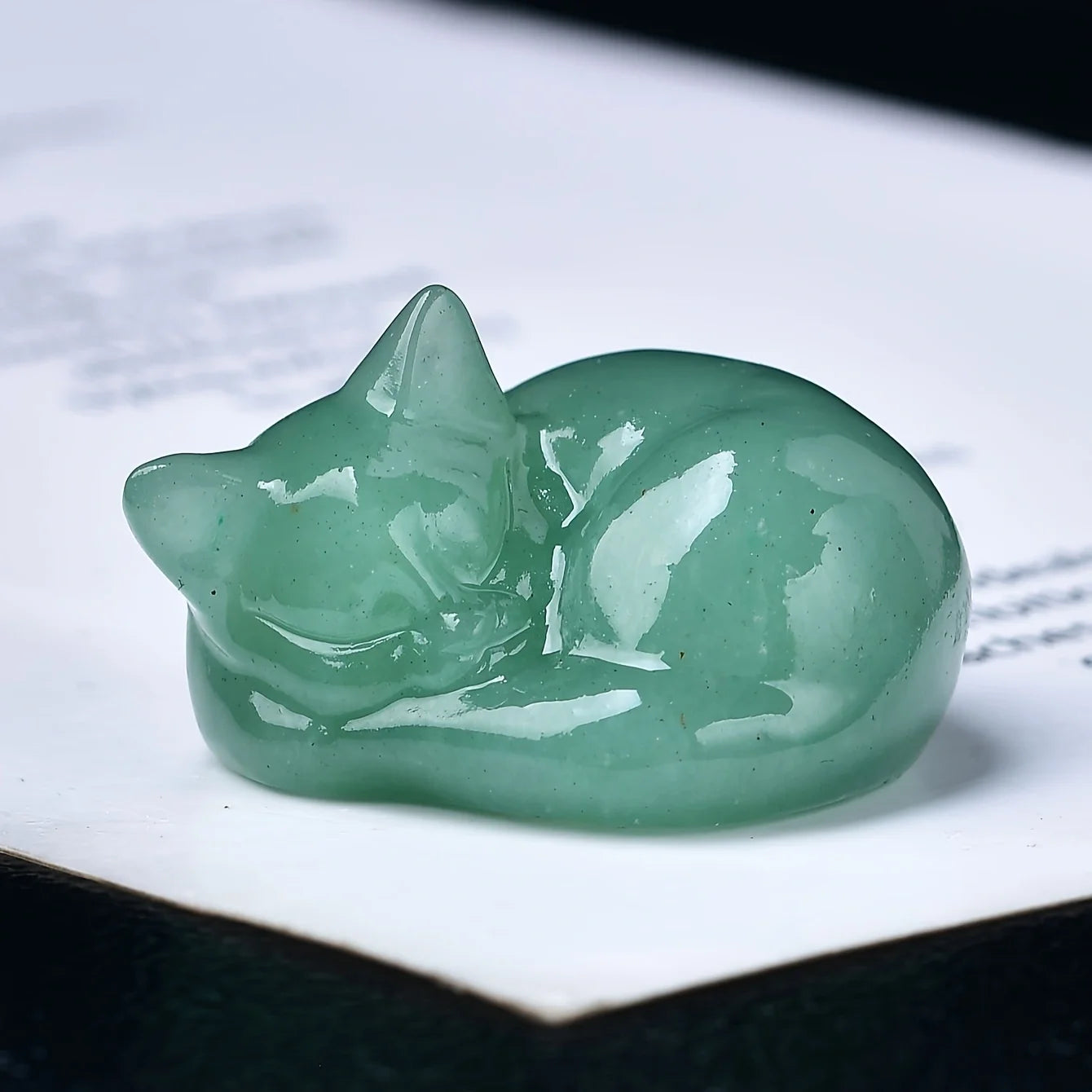 1pc Natural crystal sleeping cat statue. Made of Cupid Crystal. The meditation stone. Small gifts for home decor