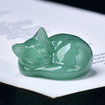 1pc Natural crystal sleeping cat statue. Made of Cupid Crystal. The meditation stone. Small gifts for home decor