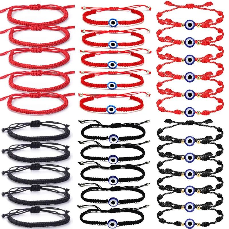 2-12pcs Lucky Red String Bracelet for Couple Good Luck Amulet for Success Rope Evil Eyes Braided Wristband Handmade Jewelry Gift