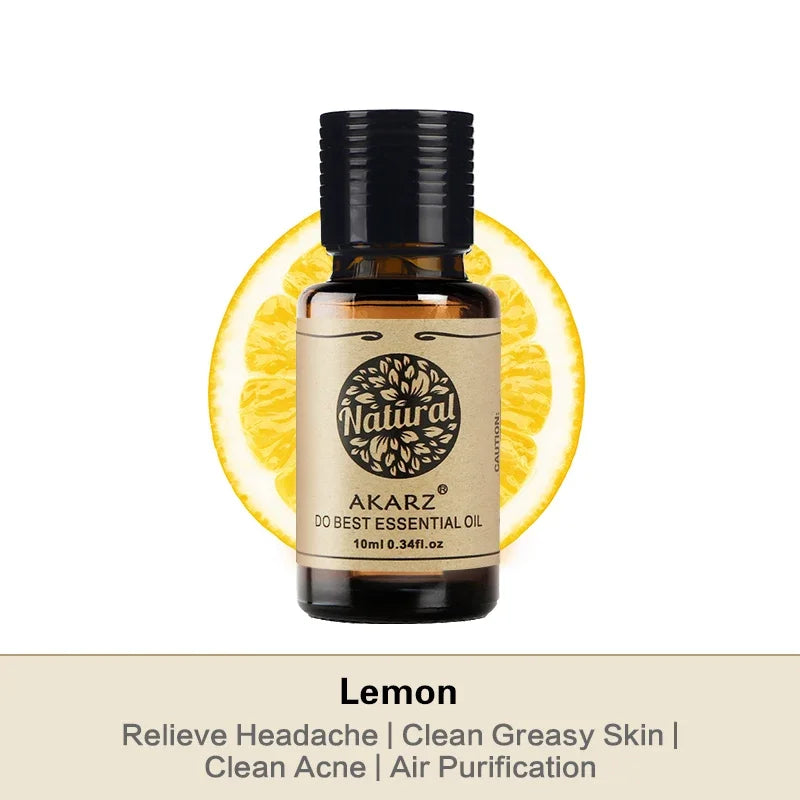 AKARZ Lemon Essential Oil Natural Aromatherapy Skin Whitening Remove Halitosis Clean Air Lemon Oil
