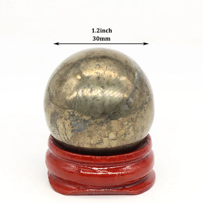 30mm Iron Pyrite Ball Natural Stone Carved Reiki Healing Crystal Energy Sphere Feng Shui Gem Crafts Home Room Decoration Gifts