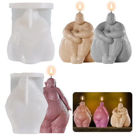 DIY Art Body Sculpture Silicone Candle Mold 3d Woman/Fat Man Portrait Candles Making Tool Hand Soap Plaster Resin Molds