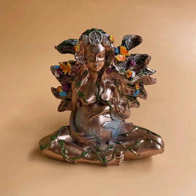Mother Earth Statue Sculpture Gaia Goddess with Butterfly Resin Figurine Decoration Modern Crafts Home Office Tabletop Decor