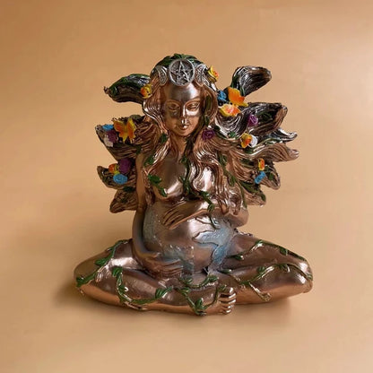 Mother Earth Statue Sculpture Gaia Goddess with Butterfly Resin Figurine Decoration Modern Crafts Home Office Tabletop Decor
