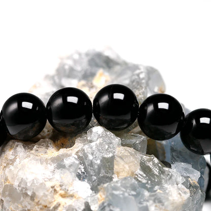 Natural Black Tourmaline Bracelet Stone Beads Bracelet Gem Stone Energy Bracelet Men Yoga Energy Handmade Women Gift