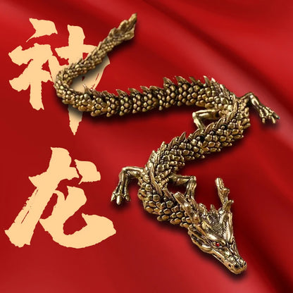 3D Dragon Statue Ornament Moveable Body Joints Exhibition Hall Advanced Decoration Zodiac Animal Brass Crafts Collection