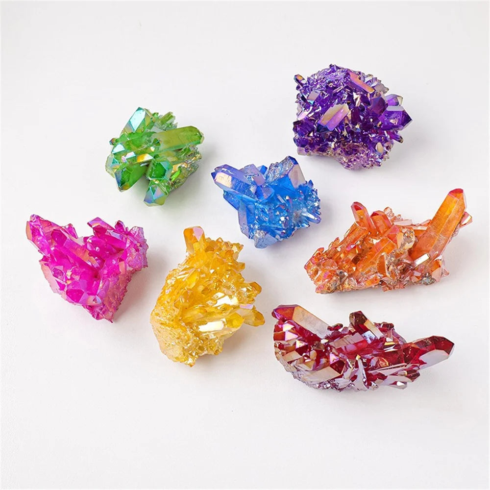 Natural Crystal Cluster Electroplate Raw Crystals Quartz Health Reiki Crystal Point Room Decor Rare Gem Obelisk Collection Gifts