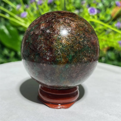 Natural Gemstone Garnet Emerald Ball Energy Stone Healing Mineral Handwork Sphere Home Decoration Gift Stone