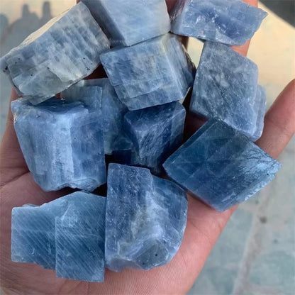 Natural Raw Stone Quartz Crystal Blue Calcite Rough Gem Healing Reiki Decoration