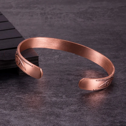 SNQP Magnetic Pure Copper Bracelet for Women Vintage Flower Energy Cuff Bangle Adjustable Jewelry Gift