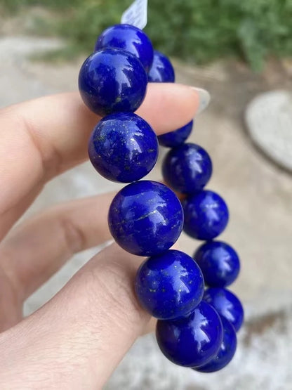 Natural Blue Lapis Lazuli Stone Beads Bracelet 16-18mm Women Men Stretch Round Crystal Bracelet Fashion Jewelry AAAAAA