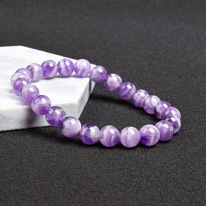 4-12 MM Natural Lace Amethysts Bracelet Purple Crystal Dream Amethyst Reiki Gem Stone Round Beads Bracelets Jewelry Couple Gifts