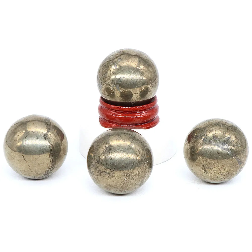 30mm Iron Pyrite Ball Natural Stone Carved Reiki Healing Crystal Energy Sphere Feng Shui Gem Crafts Home Room Decoration Gifts