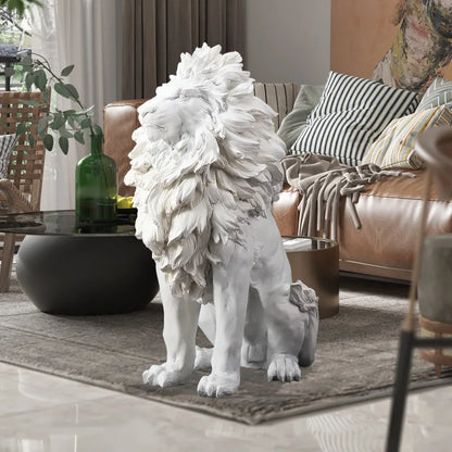 Golden Lion Statue Floor Home Decor Art Big Resin Sculpture New Year 2024  Indoor Large Luxury Ornament Sculpture Modern