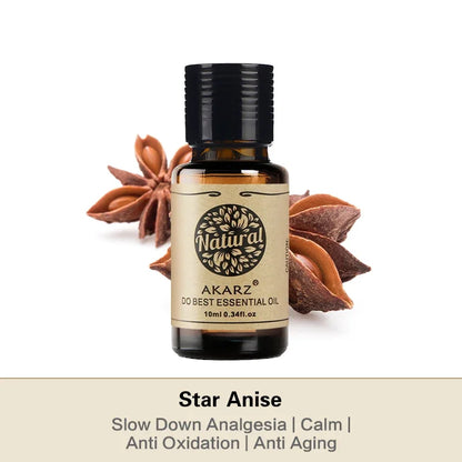 AKARZ Star Anise Essential Oil Natural Aromatherapy Stomach Flatulence Cure Sore Throat Star Anise Oil