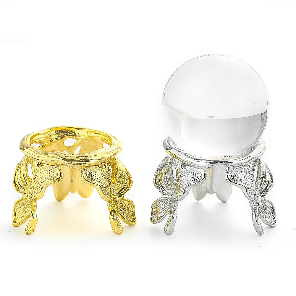 Metal Butterfly Crystal Ball Display Stand Handicraft Sphere Stone Support Gems Holder Photography Props Home Desktop Ornaments