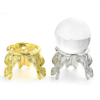 Metal Butterfly Crystal Ball Display Stand Handicraft Sphere Stone Support Gems Holder Photography Props Home Desktop Ornaments