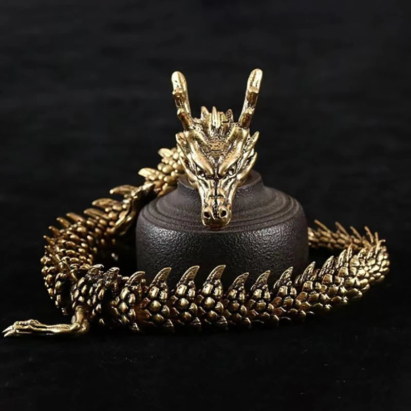3D Dragon Statue Ornament Moveable Body Joints Exhibition Hall Advanced Decoration Zodiac Animal Brass Crafts Collection